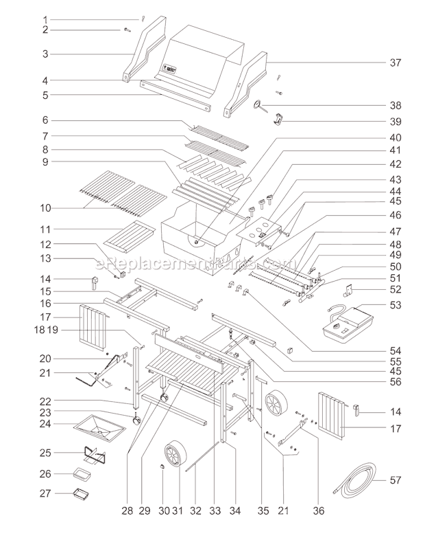 Page A Diagram and Parts List for 331201  Weber Grill