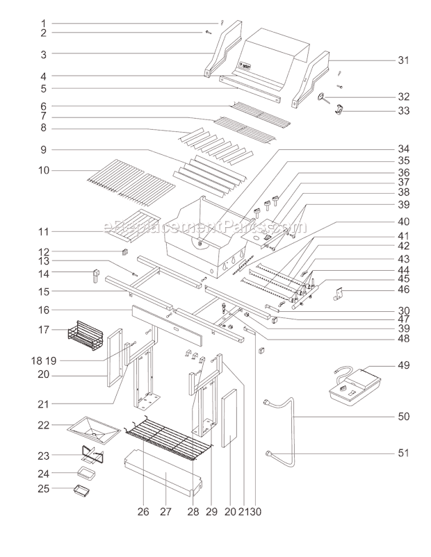 Page A Diagram and Parts List for 331501  Weber Grill