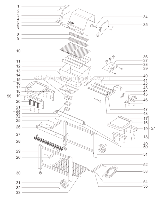 Page A Diagram and Parts List for 3351001  Weber Grill