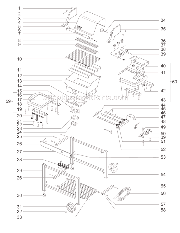 Page A Diagram and Parts List for 3360698  Weber Grill