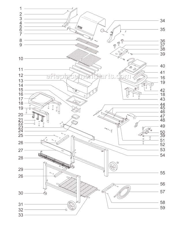 Page A Diagram and Parts List for 3361398  Weber Grill
