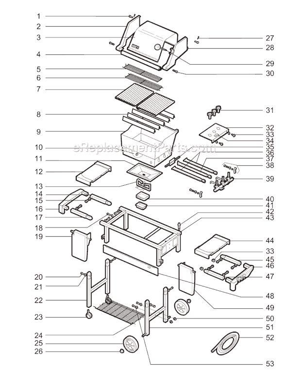 Page A Diagram and Parts List for 3380001 2003 Weber Grill
