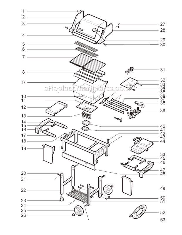 Page A Diagram and Parts List for 3390001 2003 Weber Grill