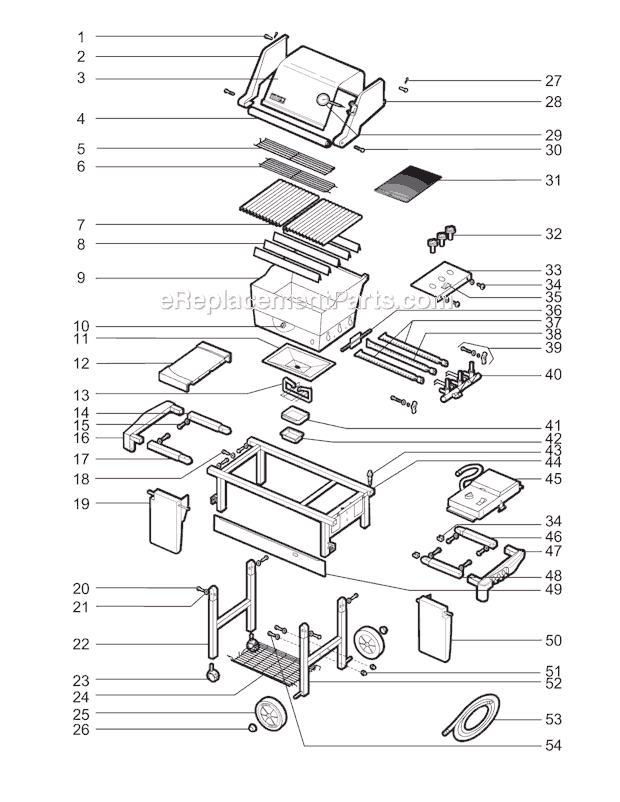 Page A Diagram and Parts List for 3390901  Weber Grill