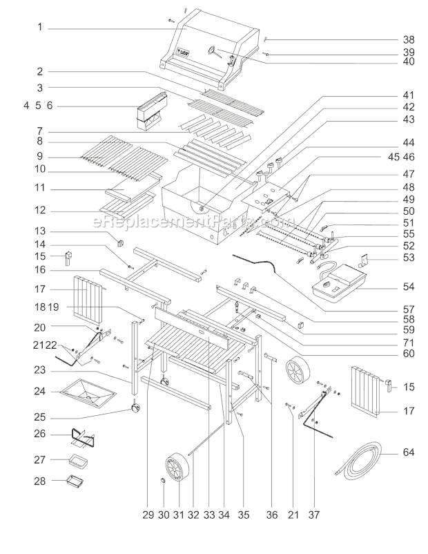 Page A Diagram and Parts List for 342101  Weber Grill