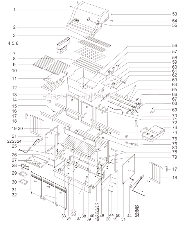 Page A Diagram and Parts List for 352501  Weber Grill