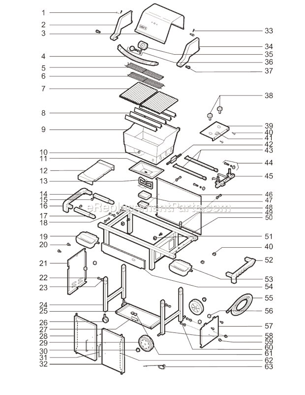 Page A Diagram and Parts List for 3811001  Weber Grill