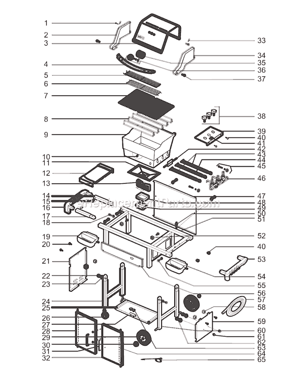 Page A Diagram and Parts List for 3821001  Weber Grill