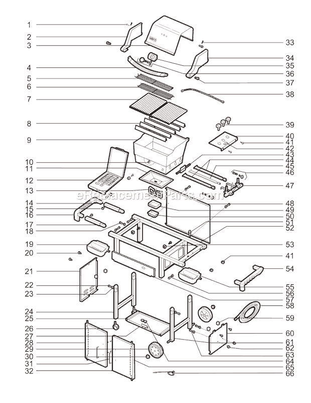 Page A Diagram and Parts List for 3831001 2008 Weber Grill