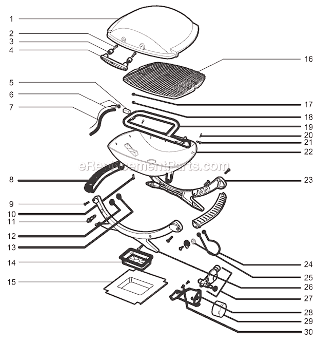 Page A Diagram and Parts List for 386001  Weber Grill