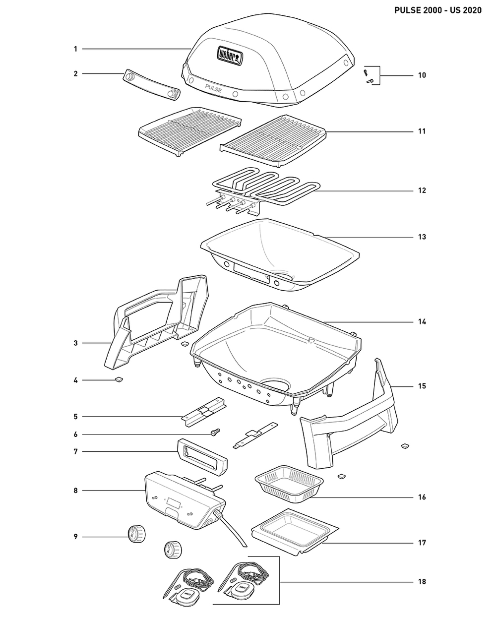 Section 1 Diagram and Parts List for 5012001  Weber Grill