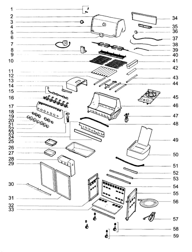 Grill Parts Diagram and Parts List for S470 (NG)(2010) Weber Grill