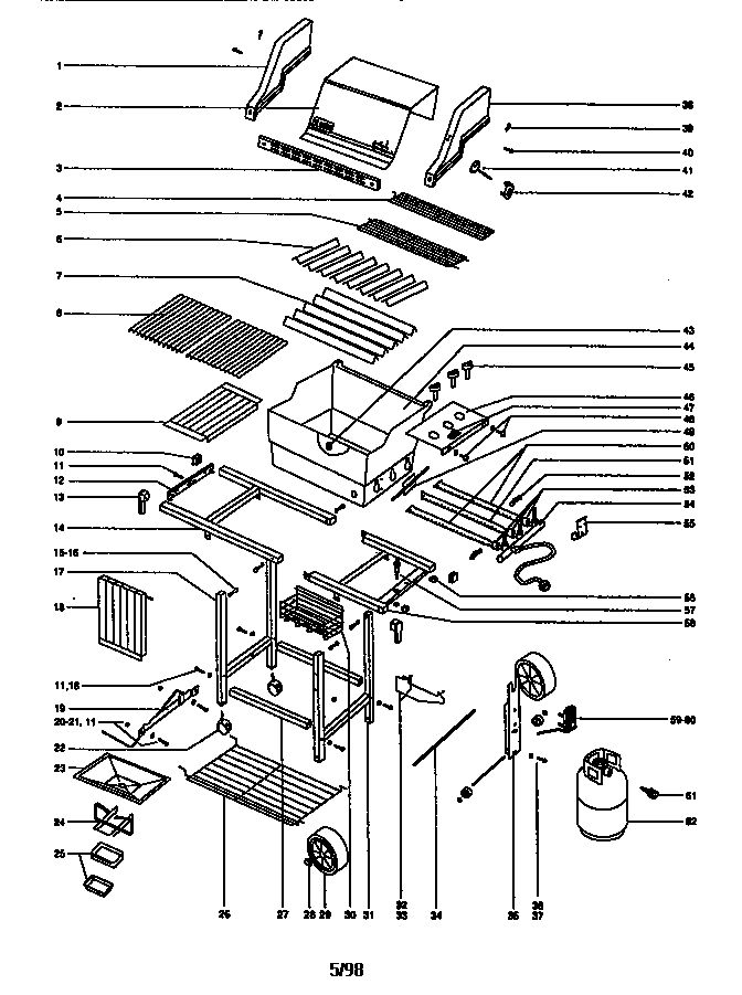 Skyline 1200 Ng Diagram and Parts List for SKYLINE 1200 LP Weber Grill