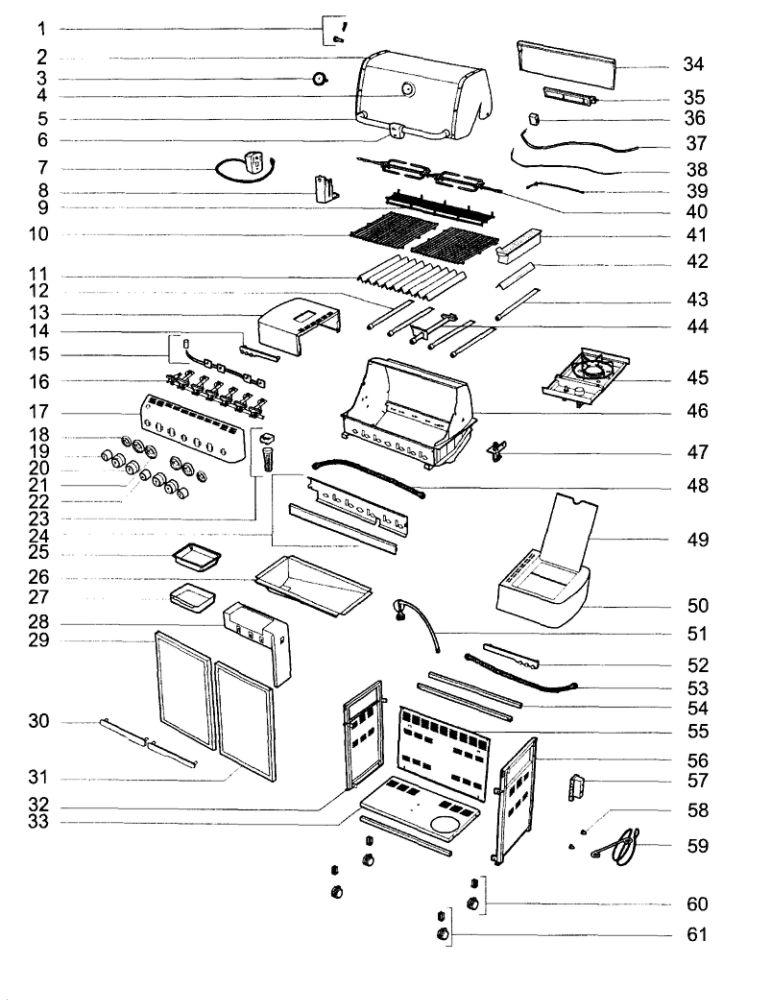 Grill Parts Diagram and Parts List for S470 (LP)(2010) Weber Grill