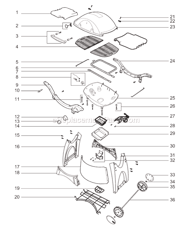 Page A Diagram and Parts List for 424001 2006 Weber Grill