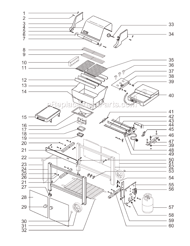 Page A Diagram and Parts List for 4260001 00-01 Weber Grill