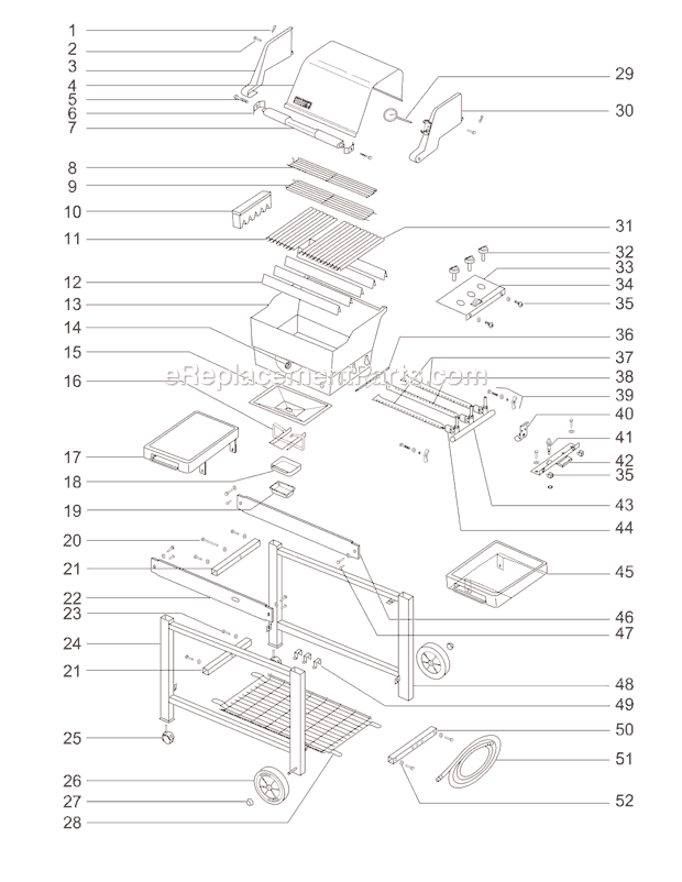 Page A Diagram and Parts List for 4351101  Weber Grill