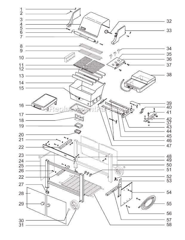 Page A Diagram and Parts List for 4360001  Weber Grill