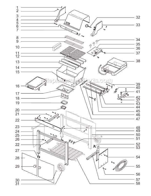 Page A Diagram and Parts List for 4361001  Weber Grill