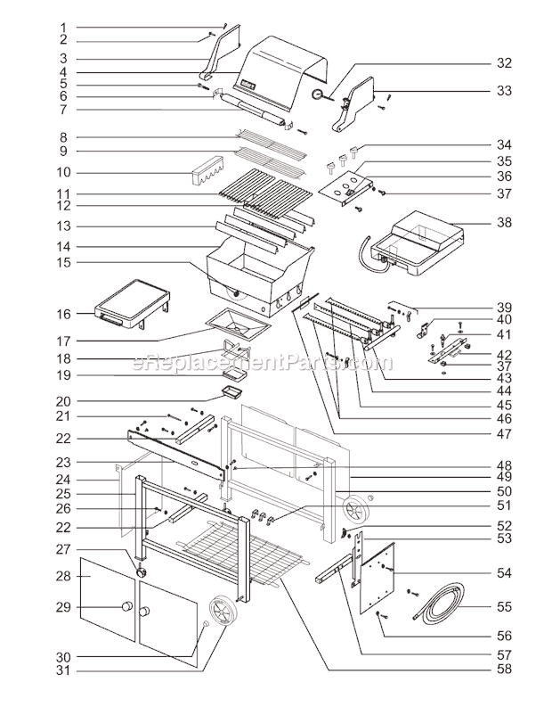 Page A Diagram and Parts List for 4361101  Weber Grill
