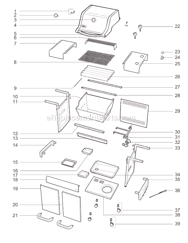 Page A Diagram and Parts List for 4411411 2009 Weber Grill