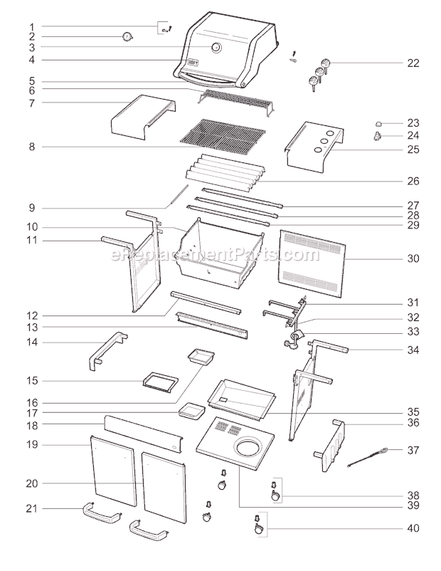 Page A Diagram and Parts List for 4421001 2009 Weber Grill