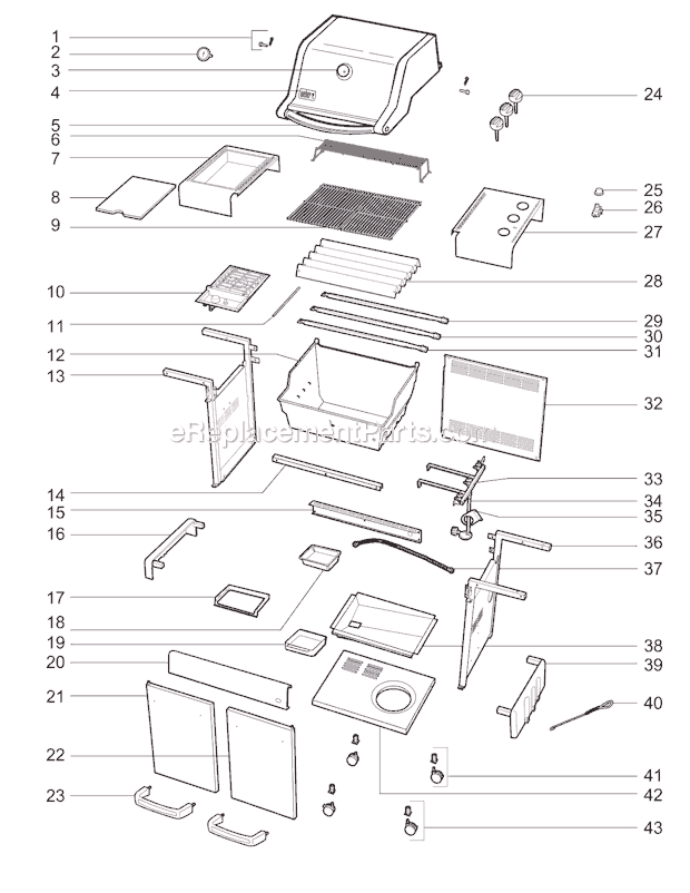 Page A Diagram and Parts List for 4431001 2009 Weber Grill