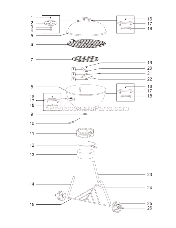 Page A Diagram and Parts List for 451004  Weber Grill