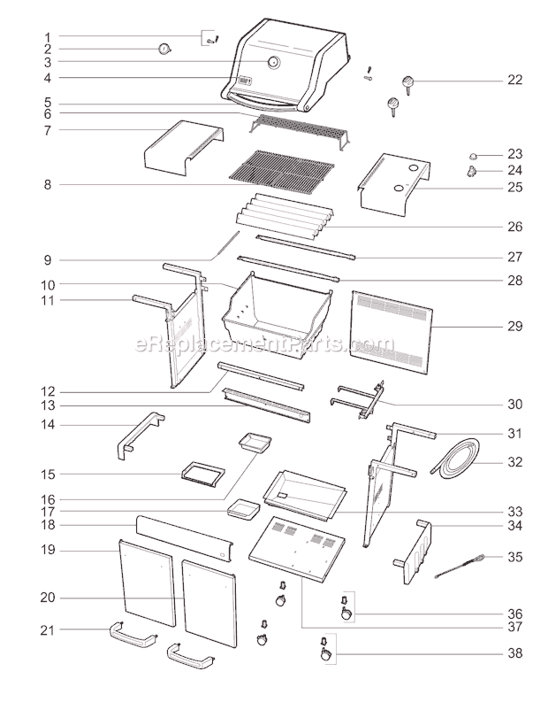 Page A Diagram and Parts List for 4511001 2009 Weber Grill