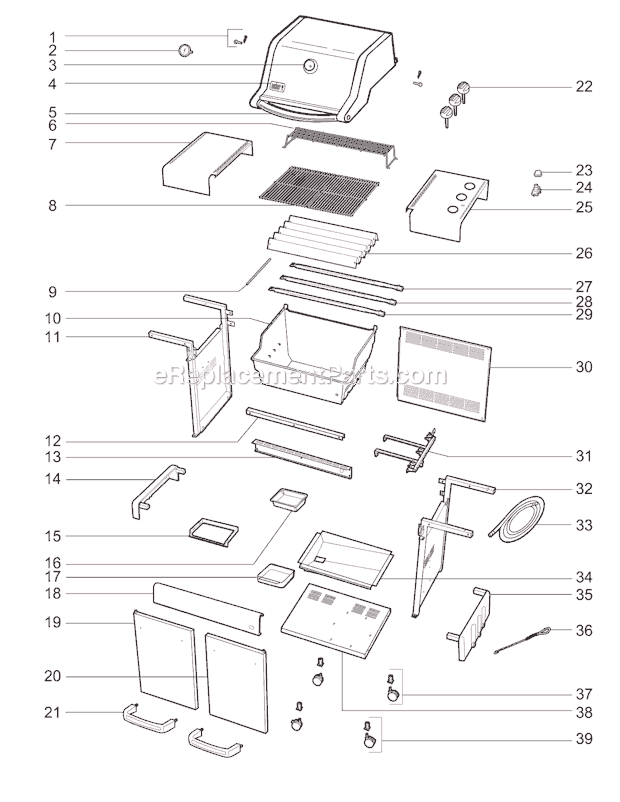 Page A Diagram and Parts List for 4521301 2009 Weber Grill