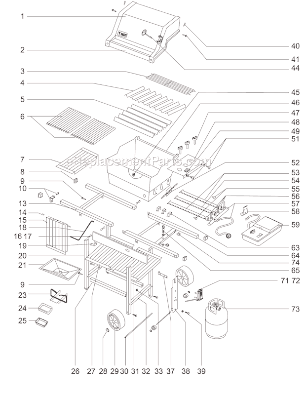 Page A Diagram and Parts List for 471001  Weber Grill