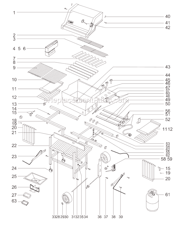 Page A Diagram and Parts List for 486001  Weber Grill