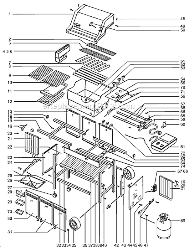 Page A Diagram and Parts List for 496001  Weber Grill