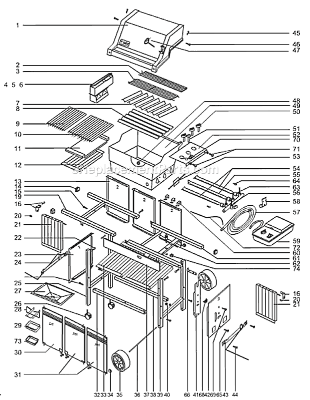 Page A Diagram and Parts List for 496401  Weber Grill