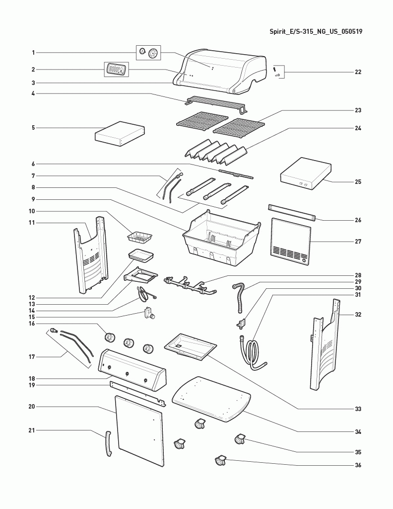 Diagram Diagram and Parts List for 47512001  Weber Grill