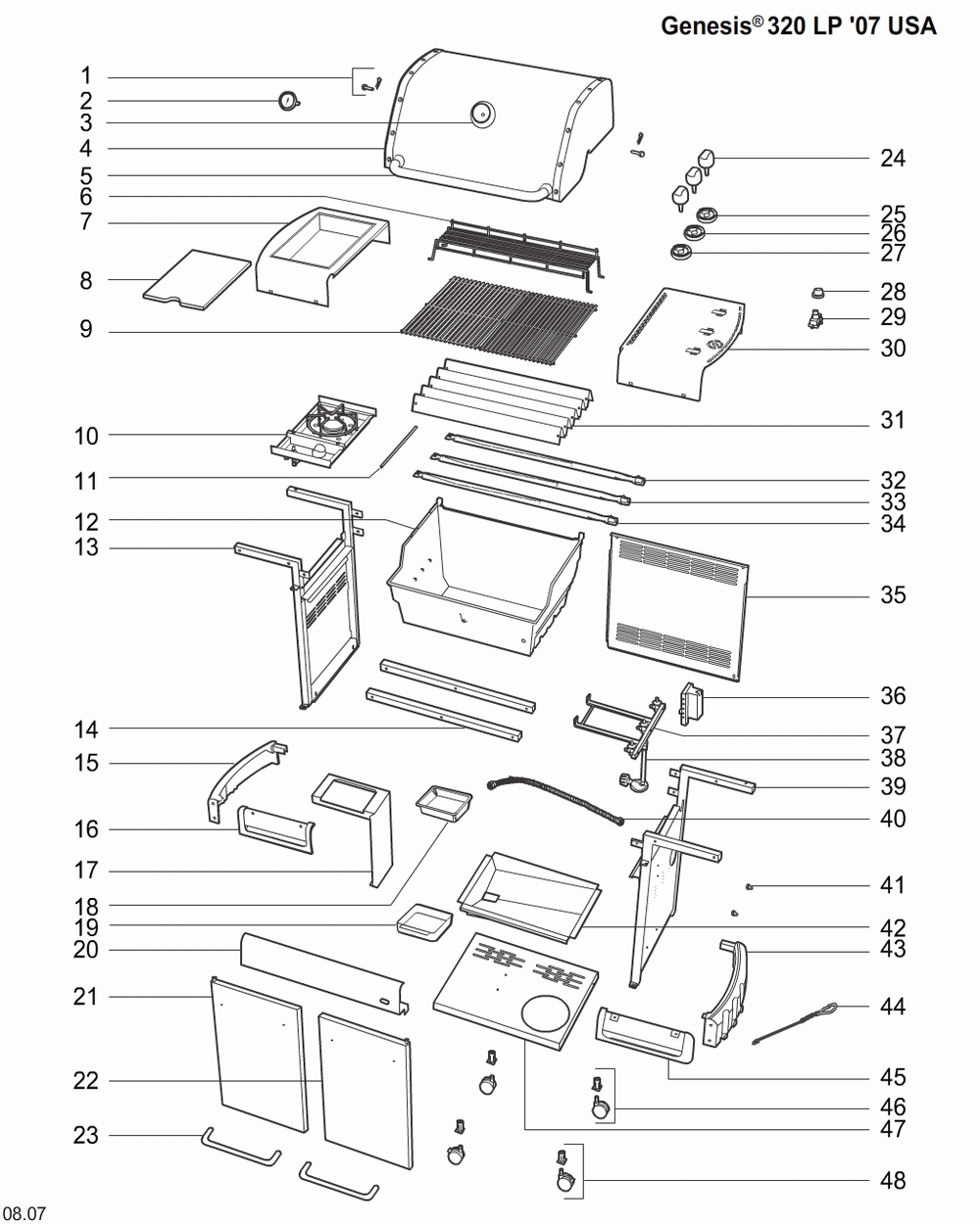 Diagram Diagram and Parts List for 3780001  Weber Grill