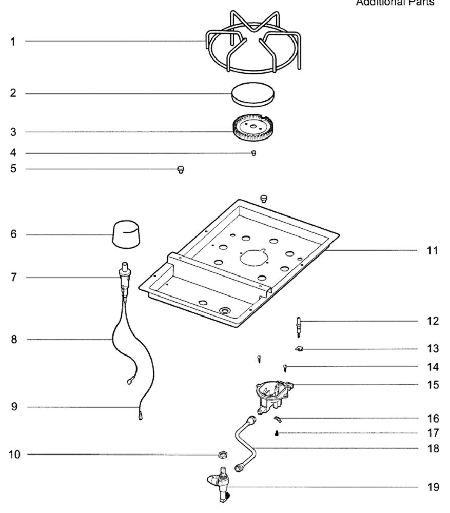 Side Burner Diagram and Parts List for S-470 NG Weber Grill
