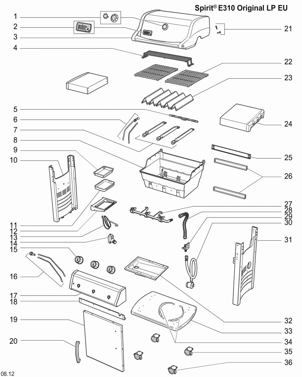 Diagram Diagram and Parts List for 46410674  Weber Grill