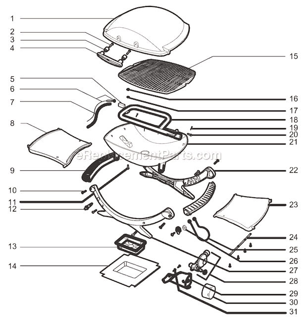 Page A Diagram and Parts List for 516001  Weber Grill