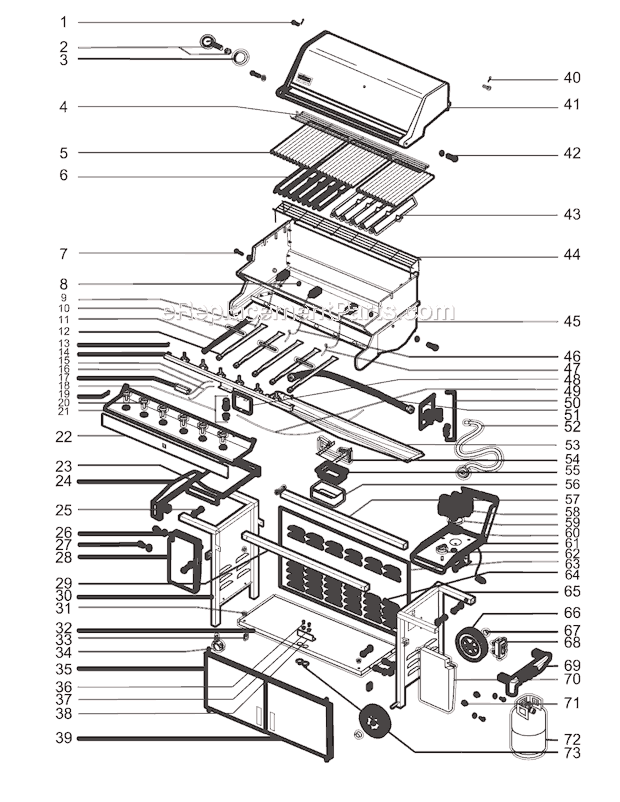 Page A Diagram and Parts List for 5270001  Weber Grill