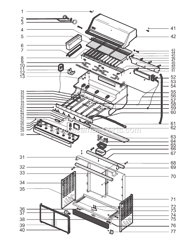 Page A Diagram and Parts List for 5290501  Weber Grill