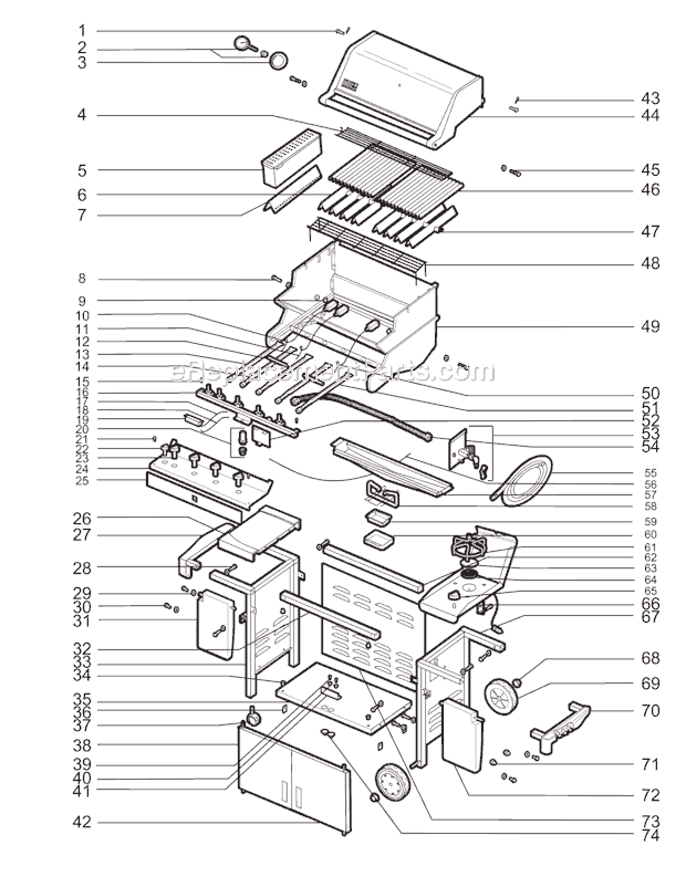 Page A Diagram and Parts List for 5330001  Weber Grill