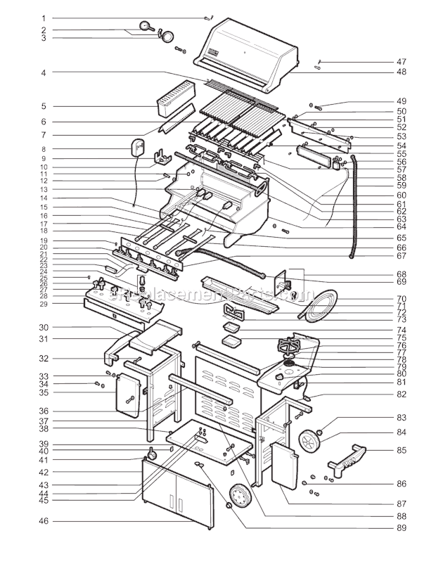 Page A Diagram and Parts List for 5340001  Weber Grill