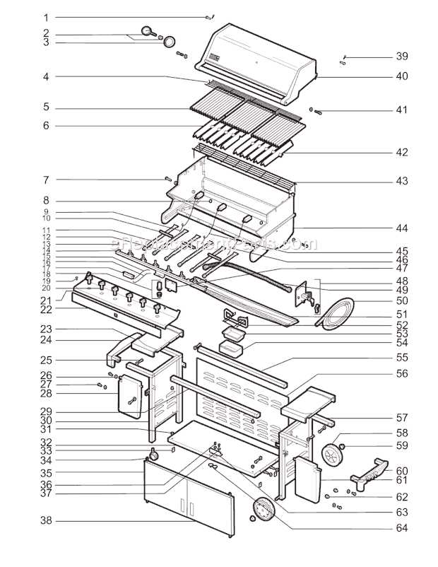 Page A Diagram and Parts List for 5360001  Weber Grill