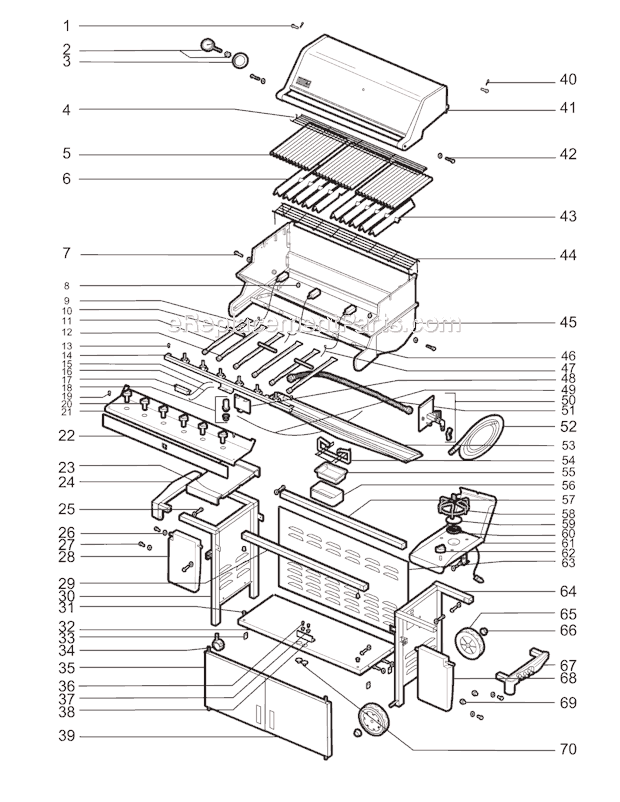 Page A Diagram and Parts List for 5370001  Weber Grill
