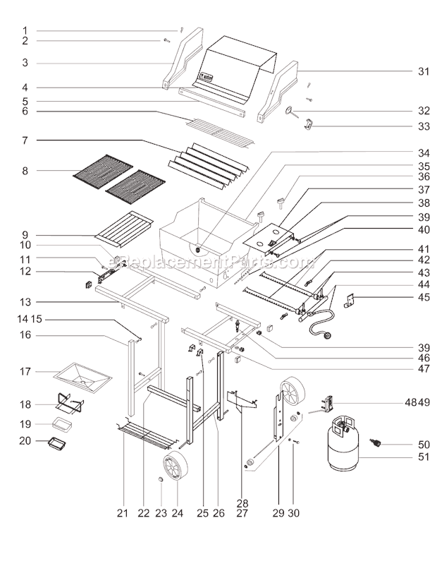 Page A Diagram and Parts List for 551701  Weber Grill