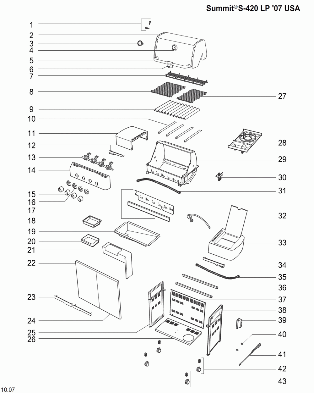 Diagram Diagram and Parts List for 1710001  Weber Grill