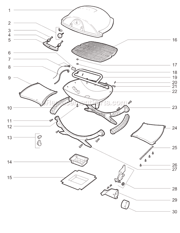 Page A Diagram and Parts List for 566002 2008 Weber Grill