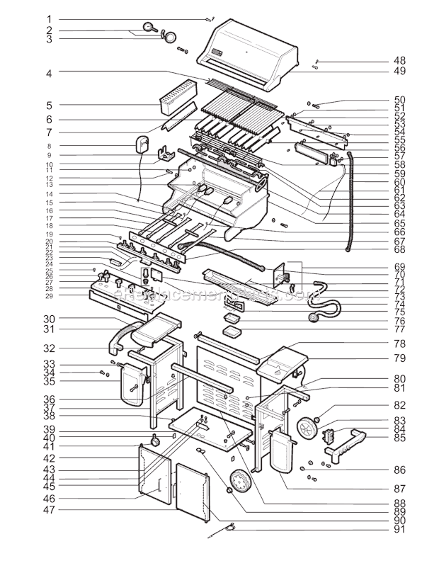 Page A Diagram and Parts List for 5740001  Weber Grill
