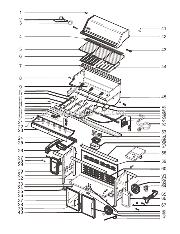 Page A Diagram and Parts List for 5770001 2005 Weber Grill